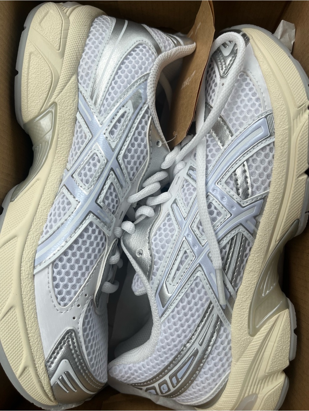 Asics White, Silver & Cream Women's Athletic Running Shoes Gel